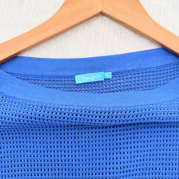 J. McLaughlin Women’s Asha Tassel Poncho Blue Cotton One Size - Picture 3 of 6